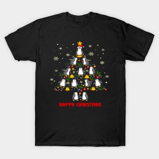 Happy Christmas Penguins Tree. T-Shirt